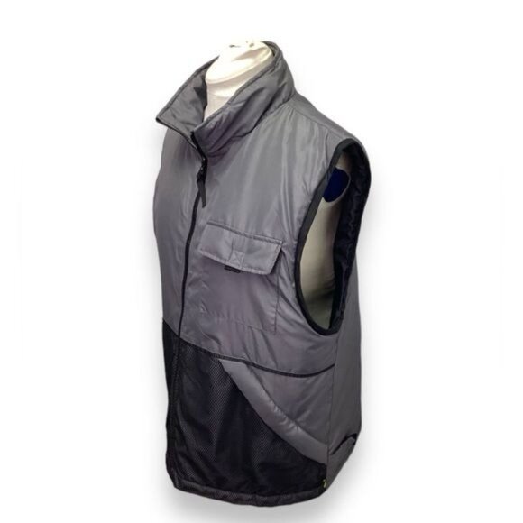 FLIPBOX Vintage Mens Full Zip Outdoor Puffer Vest, Gray/Black, size L - Picture 3 of 7